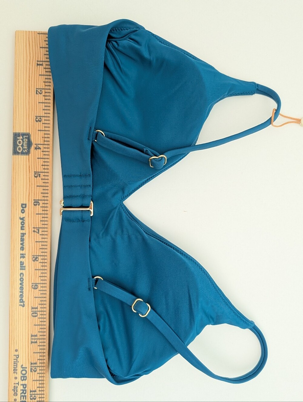 New Quince Italian V-Neck Bikini Top Laguna Teal Blue Size Small - Picture 3 of 4